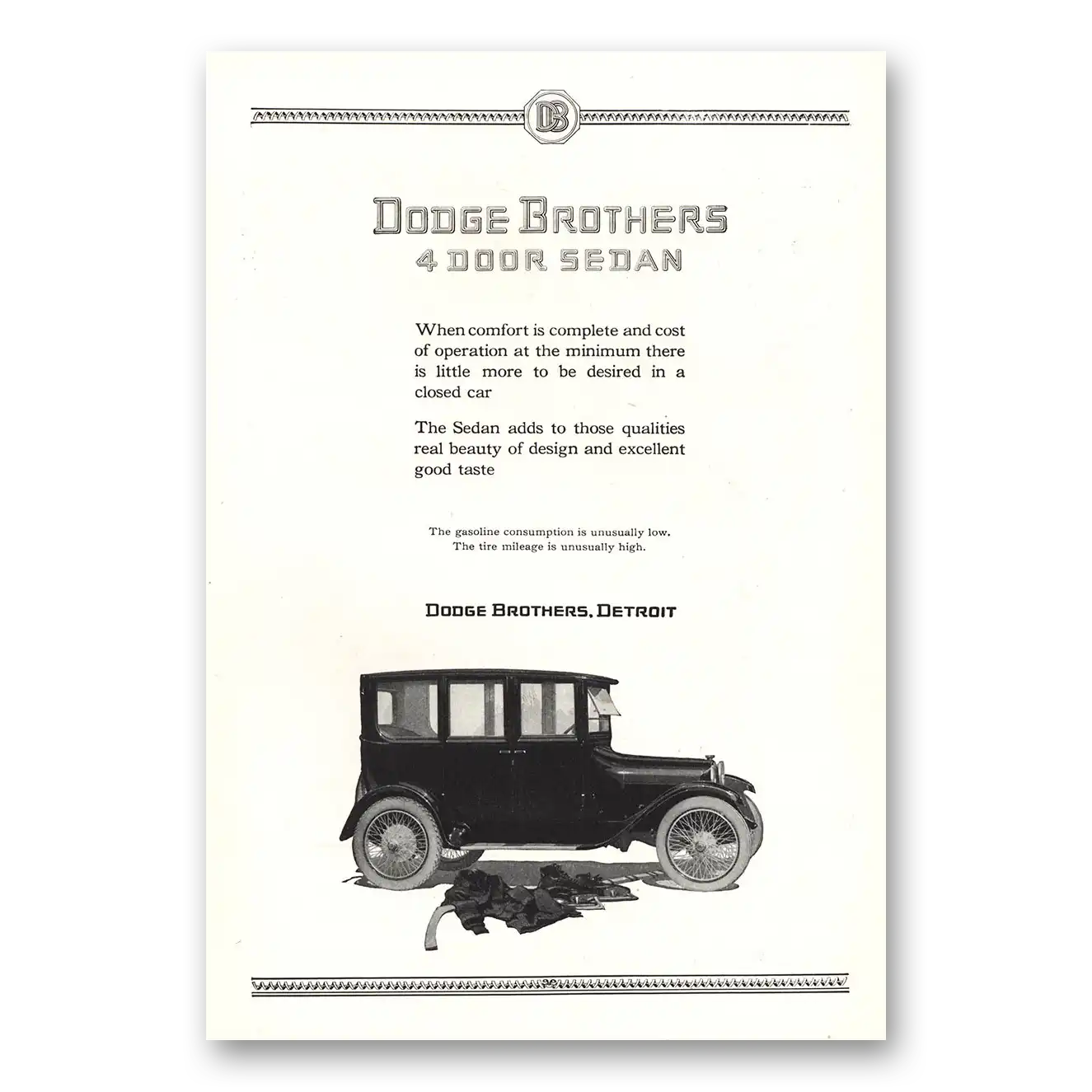 1921 Dodge Sedan Print Ad | Comfort Complete