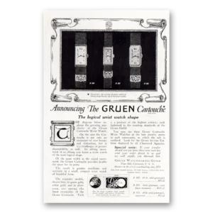 1921 Gruen Cartouche Watch Print Ad | Logical