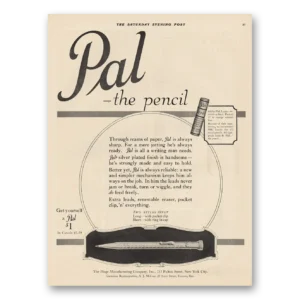 1921 Pal the Pencil Print Ad | Reams Paper