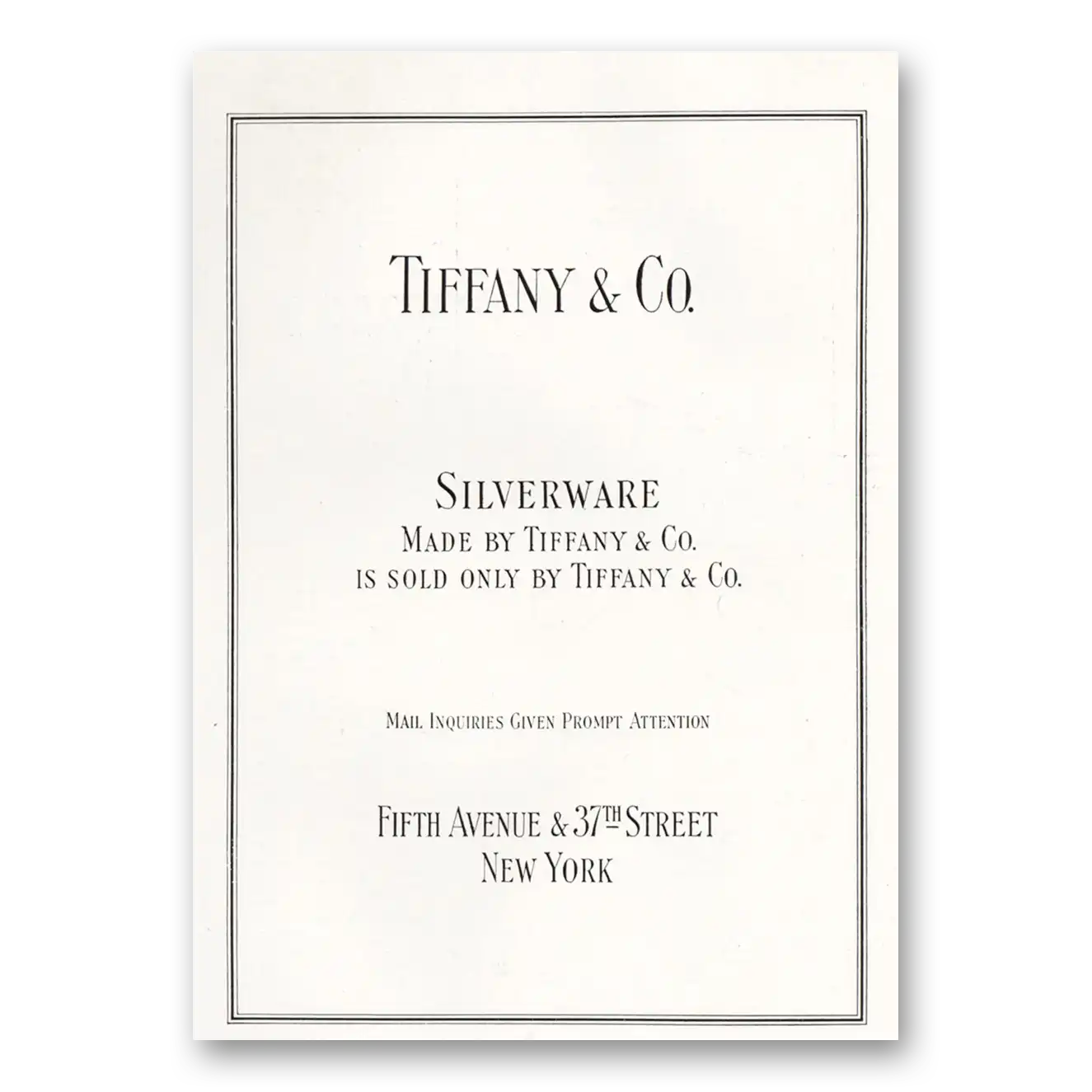 1921 Tiffany & Co Print Ad | Silverware