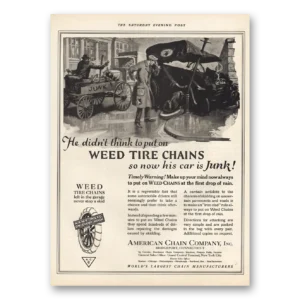 1921 American Chain Company Print Ad | Weed Tire Chains