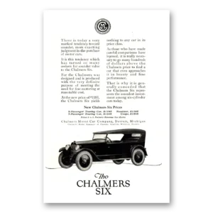 1922 Chalmers Six Print Ad | Sounder Exacting