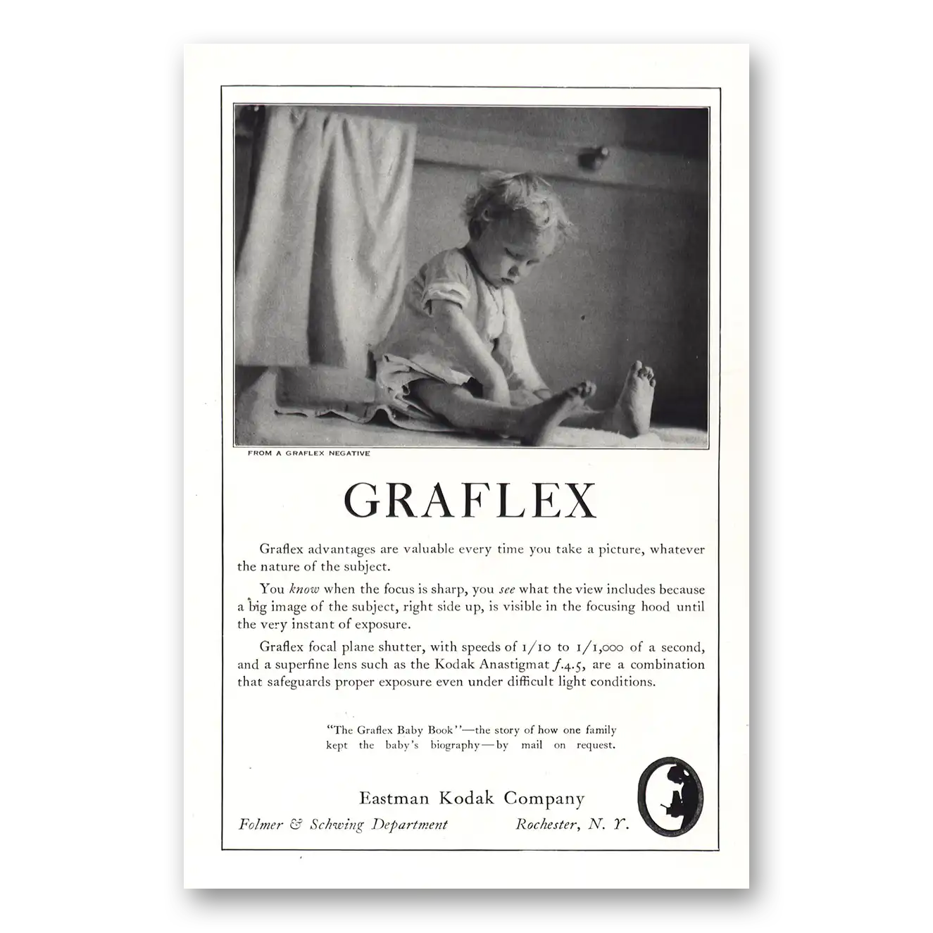 1922 Graflex Cameras Print Ad | Advantages Valuable