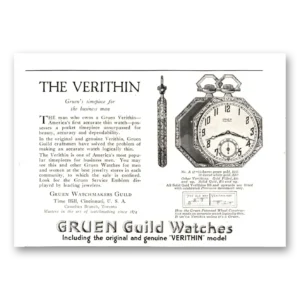 1922 Gruen Veri Thin Watch Print Ad | Timepiece