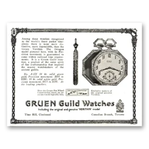 1922 Gruen Watch Print Ad | Timepieces