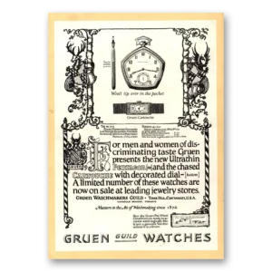 1922 Gruen Watch Print Ad | Discriminating Taste