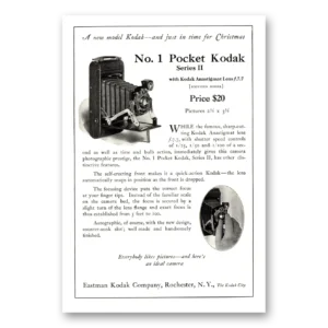 1922 Kodak Pocket Camera Print Ad | No 1 Pocket