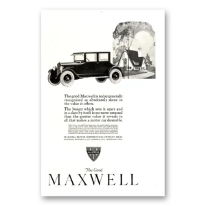1922 Maxwell Motors Print Ad | Absolutely Alone