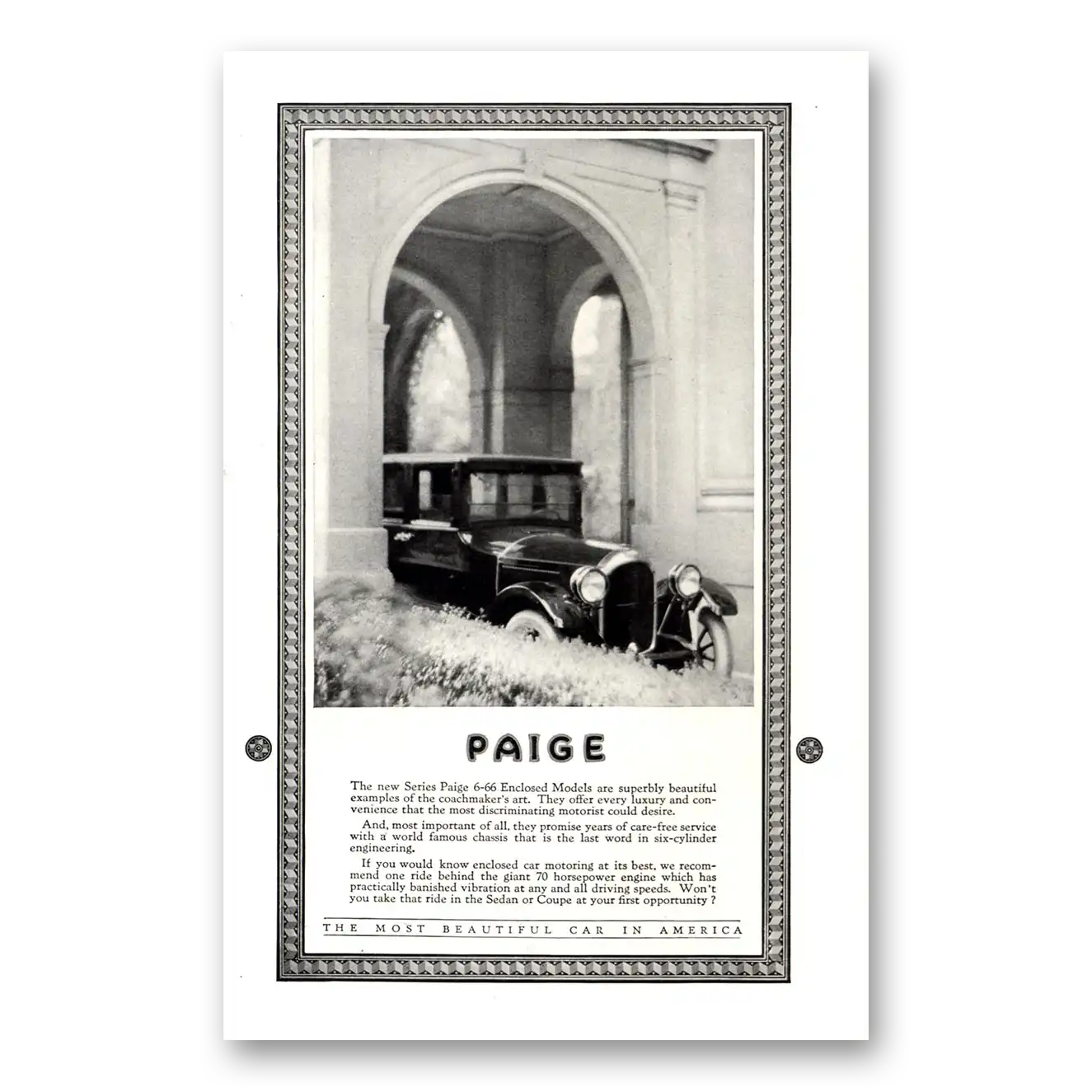 1922 Paige-Detroit Motor Car Print Ad | Enclosed Models