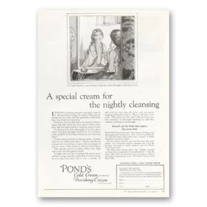 1922 Ponds Cold Cream Print Ad | Nightly Cleansing