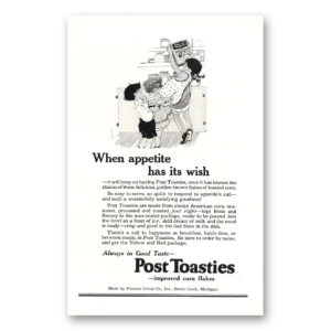 1922 Post Toasties Print Ad | Appetite