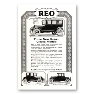1922 Reo Motor Car Print Ad | Closed Models