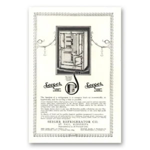 1922 Seeger Refrigerator Print Ad | Conserve Food