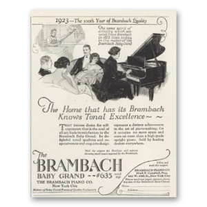 1923 Brambach Baby Grand Piano Print Ad | Tonal Excellence
