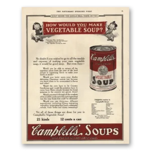 1923 Campbells Vegetable Soup Print Ad | How Would