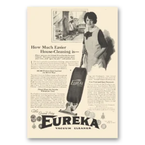 1923 Eureka Vacuum Cleaner Print Ad | House Cleaning