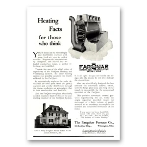 1923 Farquhar Furnace Print Ad | Heating Facts