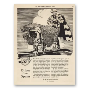 1923 Heinz Olives Spain Print Ad | Sunny Spain