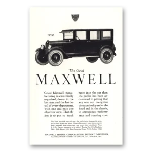 1923 Maxwell Motors Print Ad | Good Manufacturing