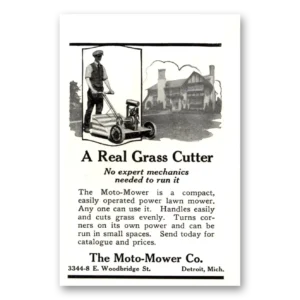 1923 Moto Mower Print Ad | Real Grass Cutter