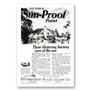 1923 PPG Pittsburgh Plate Glass Print Ad | Sun Proof Paint