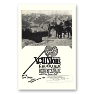 1923 Santa Fe Railway Print Ad | Summer Xcursions