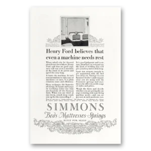 1923 Simmons Bed Mattresses Print Ad | Henry Ford