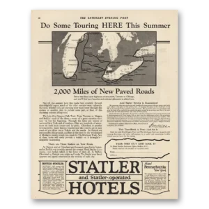 1923 Statler Hotels Print Ad | 2000 Miles