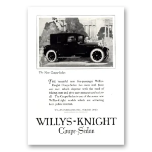 1923 Willys Knight Print Ad | Coupe Sedan