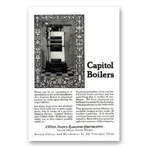 1924 Capitol Boilers Print Ad | No Experiment