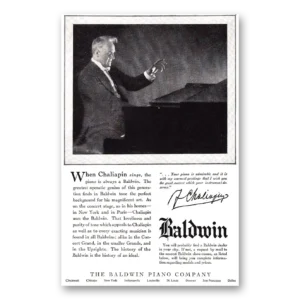 1924 Baldwin Piano Print Ad | Chaliapin Sings
