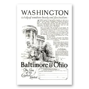 1924 Baltimore and Ohio Railroad Print Ad | Washington
