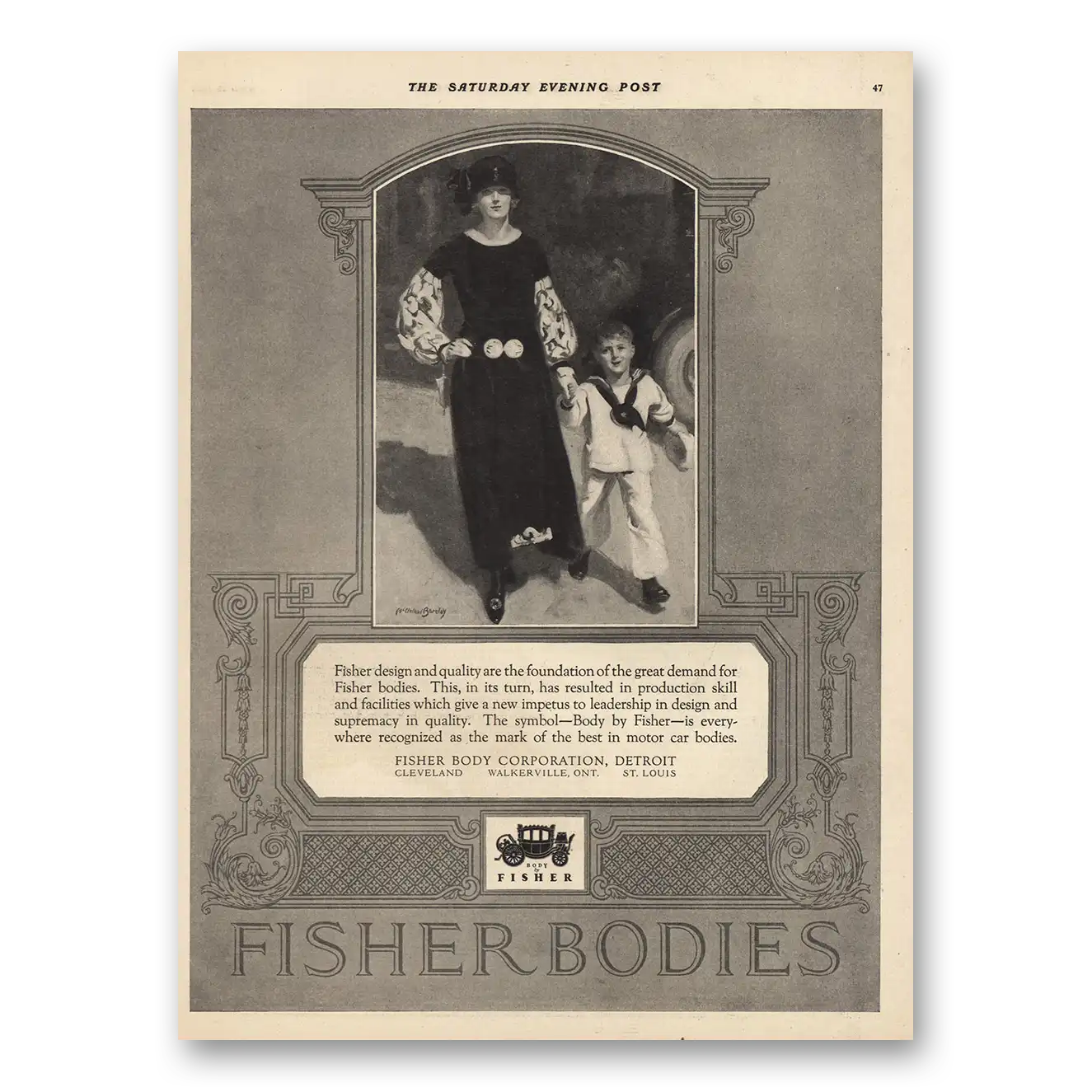 1924 Body by Fisher Print Ad | Design Quality