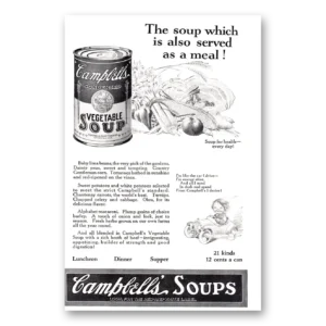 1924 Campbells Vegetable Soup Print Ad | Also Served