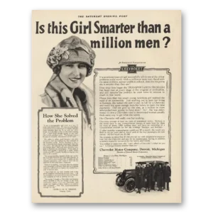 1924 Chevrolet Print Ad | Girl Smarter