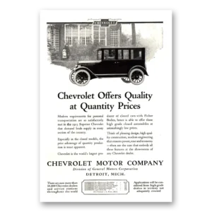 1924 Chevrolet Sedan Print Ad | Offers Quality