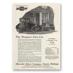 1924 Chevrolet Sedan Print Ad | Womans Car