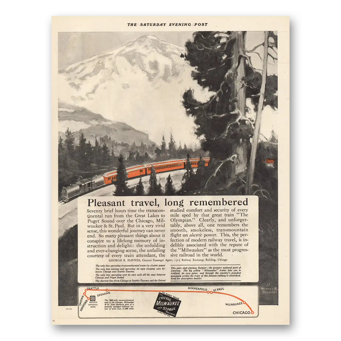1924 Chicago Milwaukee and St Paul Railway Print Ad | Pleasant Travel