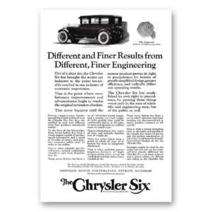 1924 Chrysler Six Print Ad | Finer Results
