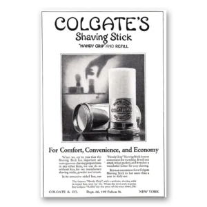 1924 Colgate Shaving Stick Print Ad | Handy Grip Refill