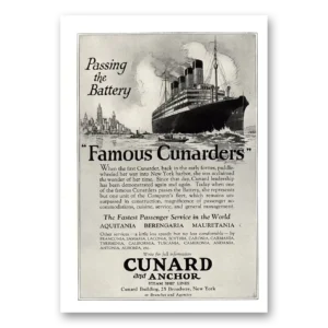 1924 Cunard Print Ad | Passing Battery