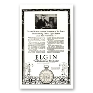 1924 Elgin Watch Print Ad | Radio Broadcasting
