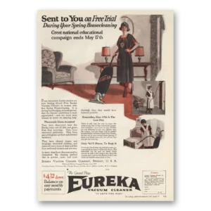 1924 Eureka Vacuum Cleaner Print Ad | Housecleaning