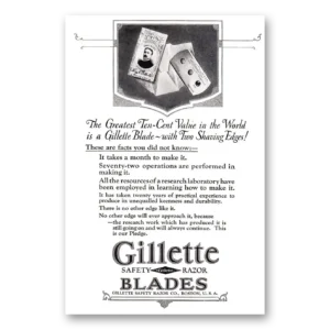 1924 Gillette Razor Blades Print Ad | Ten Cent Value