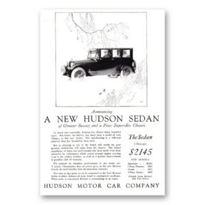 1924 Hudson Motor Car Print Ad | Sedan