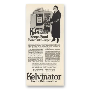 1924 Kelvinator Refrigerator Print Ad | Mrs Lambros