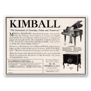 1924 Kimball Piano Print Ad | Myrna Sharlow