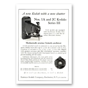 1924 Kodak Anastigmat Camera Print Ad | New Shutter