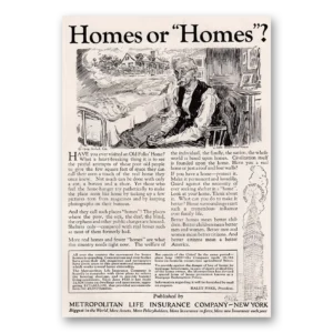 1924 Metropolitan Life Insurance Print Ad | Homes Or Homes