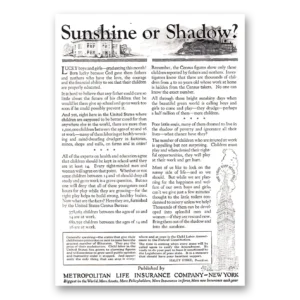 1924 Metropolitan Life Insurance Print Ad | Sunshine Shadow